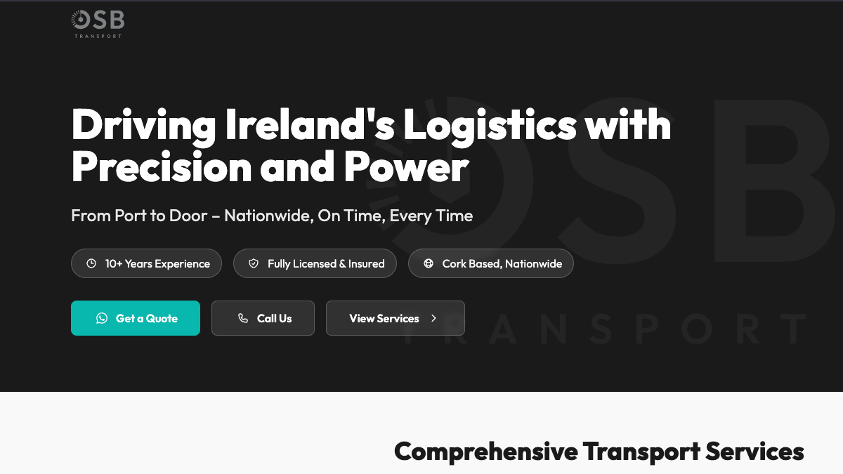 OSB Transport website screenshot